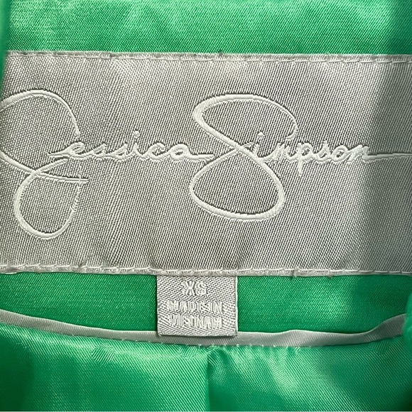 Jessica Simpson Green Double Breasted Trench Coat Belted Unique Piece XS - Picture 11 of 16